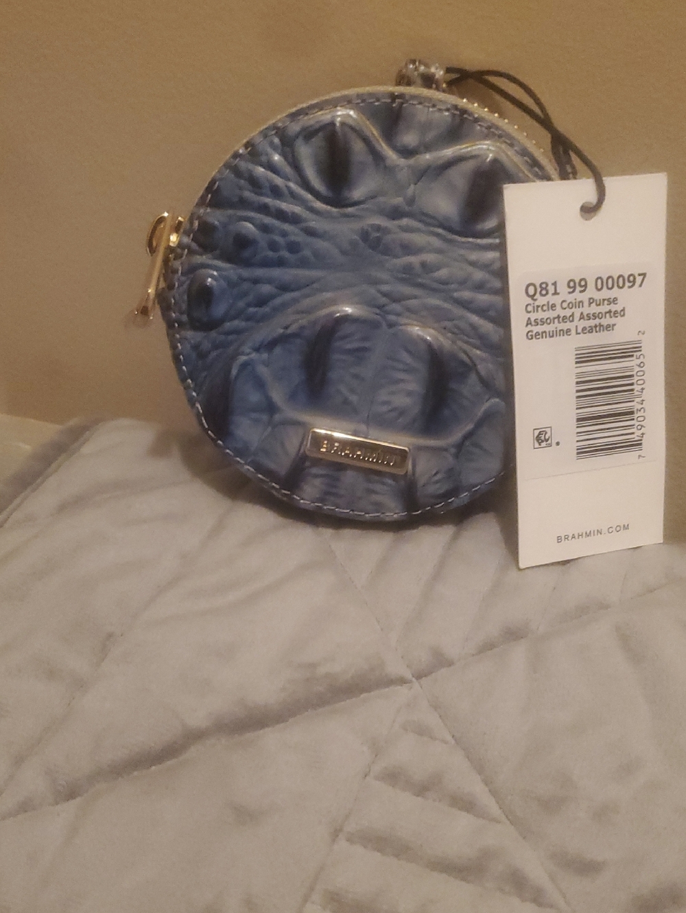 Brahmin Leather Circle Clip On Coin Purse. - Picture 3 of 7